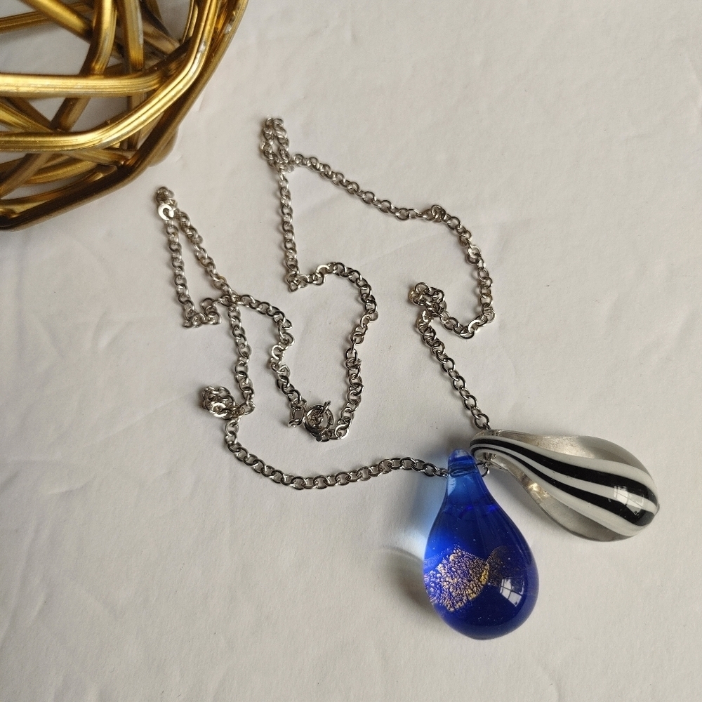 Art Glass Pendant and Sterling Silver Chain